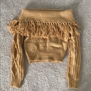 Fringe off the shoulder top